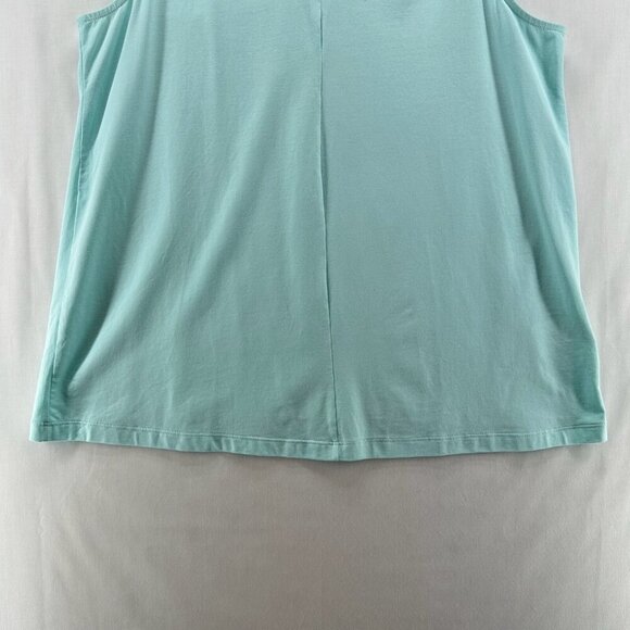 Lands' End Tank Top Womens M V-Neck Pleated Pullover Lightweight Stretchy Green - Picture 4 of 10